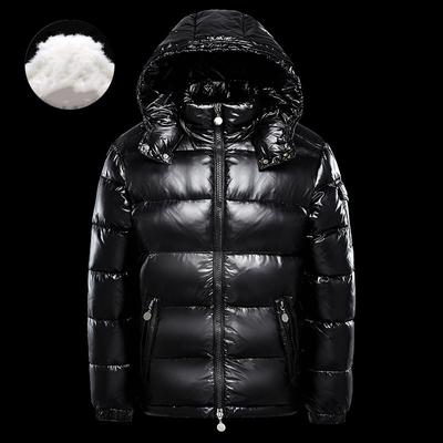 Winter einfarbig glänzende Daunenjacke Paar lässig große Kapuze verdickte Jacke