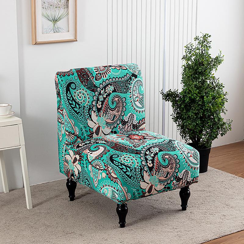 

1pc 160gsm Floral Print Fat Chair Cover for Low Backrest Plump Chairs Stretchy Thicken Armchair Cover Armless Accent Chair Cover