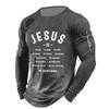 Men's Tshirt Tee Distressed Graphic Prints American Flag National Flag Crew Neck Outdoor Street Long Sleeve Print Clothing