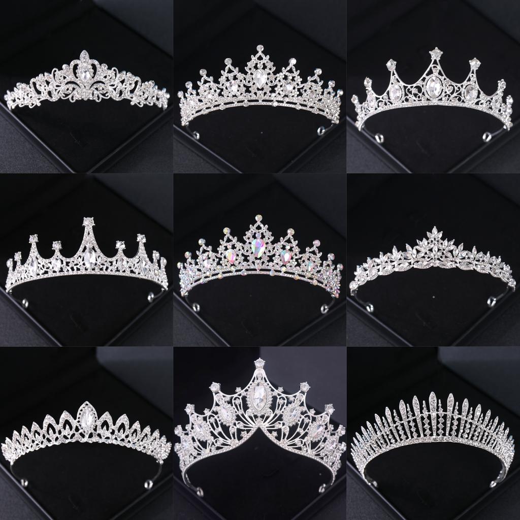 Silver Color Crystal Tiaras and Crowns Headband for Women Party Rhinestone Bridal Wedding Hair Accessories Jewelry Crown Tiara