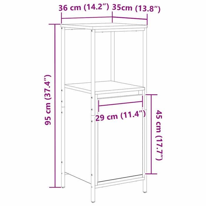 VidaXL Meuble de salle de bain avec étagères chêne marron 36x35x95 cm, armoire de rangement de salle de bain, armoire de 861916