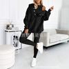 1116 European and American new women's clothing sports and leisure hooded pocket sweater threaded slim trousers set