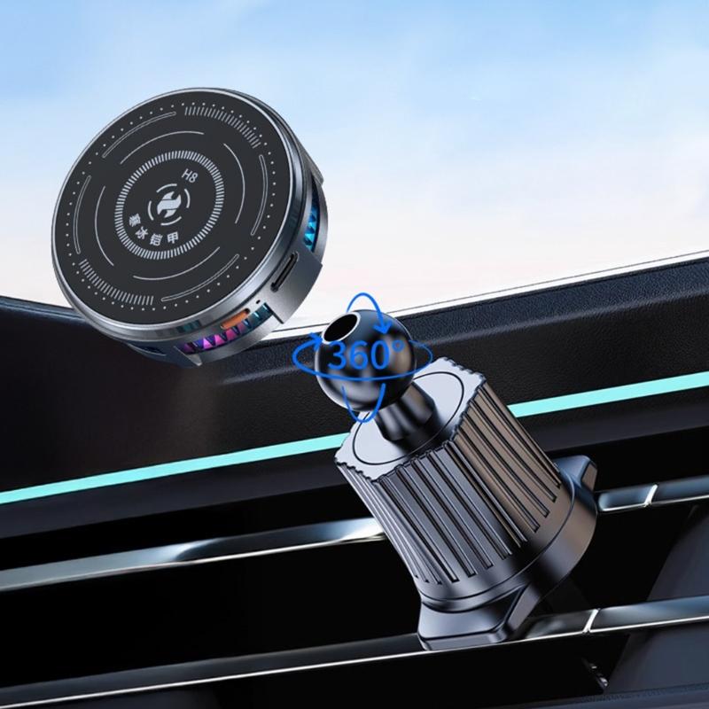 Adjustable Car Air Vent Phone Mount Magnetic Semiconductor Cooling 3 Speed Power Control for 4-7Inch Smartphones
