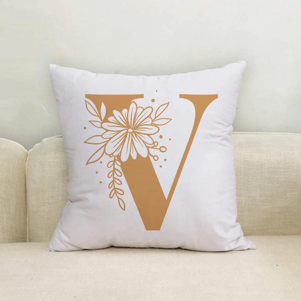 Decoração para casa Planta Alfabeto ABC Padrão Sofá Travesseiro Capa Moda Mulheres Almofada