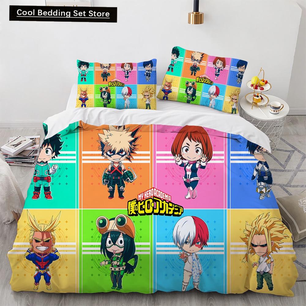 Nowy Anime My Hero Academy Pościel Zestaw Postacie Anime Poszewka na kołdrę 3D Cartoon Poliester Poszewka na kołdrę Queen King Size Dzieci Chłopcy