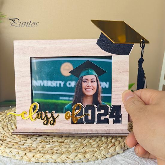 Prémiový 3D Dřevěný stůl Maturitní téma Bakalářský klobouk Dekor písma Display Forma Festival dekorace dárek