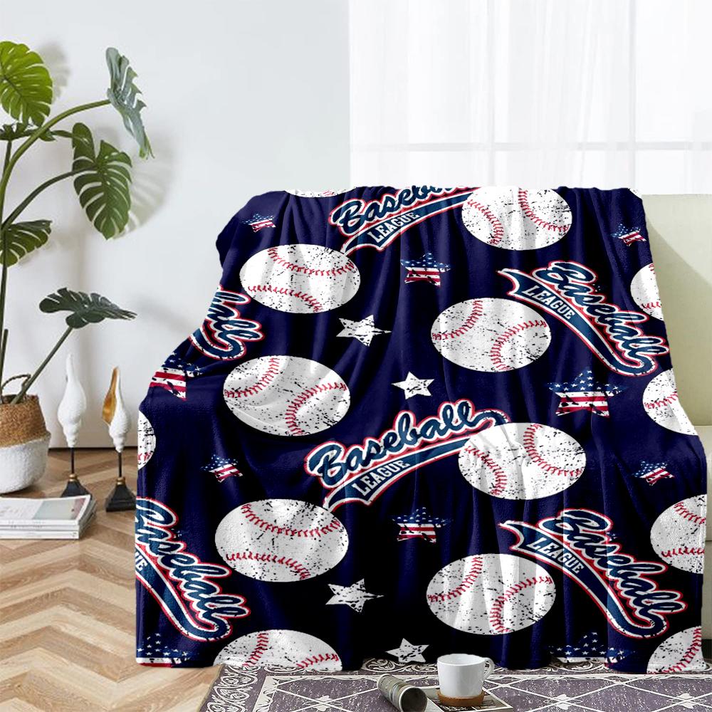 Baseball Theme Printed Blanket - Perfect for Couch, Bed, Travel & Outdoor Use | Machine Washable, Cozy & Durable.
