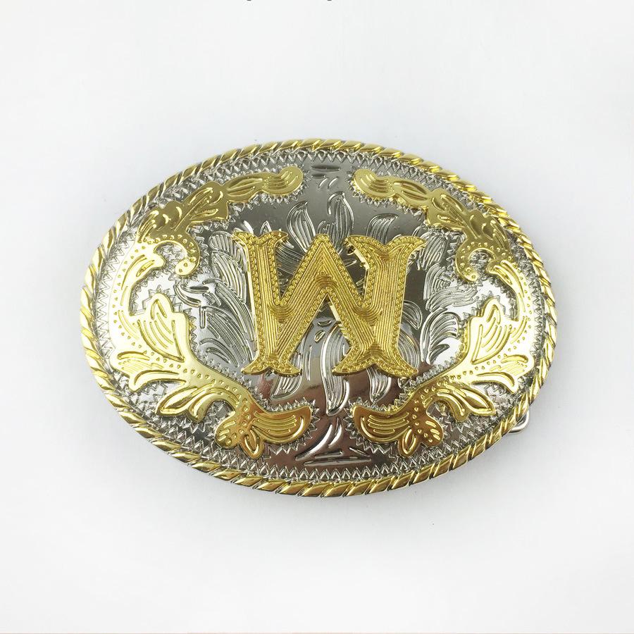 White Gold Patterned U-Style Fashion Belt Buckle - Casual Gilded Leather Buckle with English Letter Design