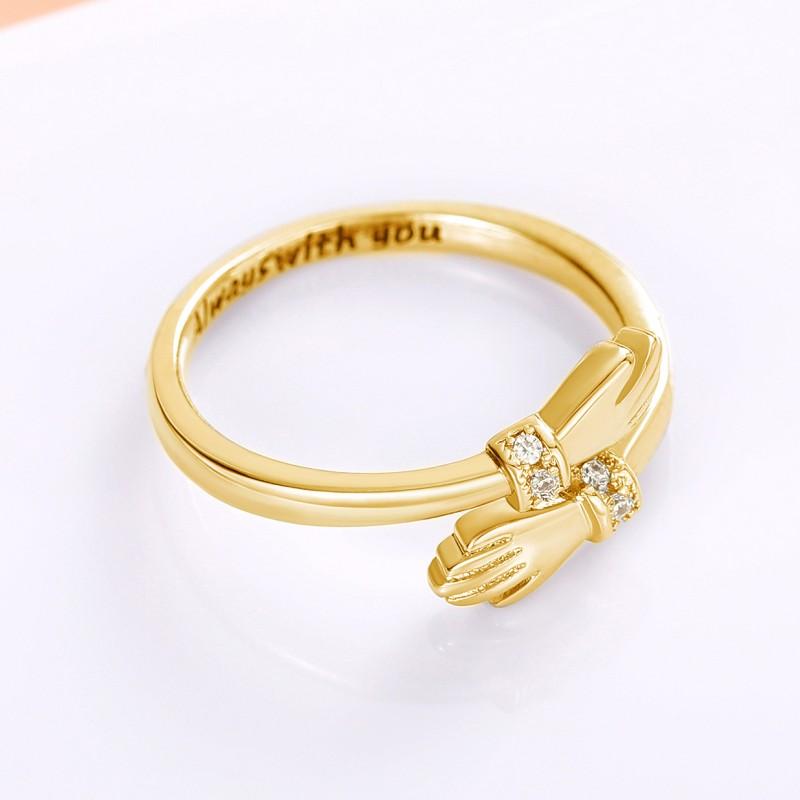 Huitan Anillos Abrazo de Amor Anillos de Apertura Ajustables para Mujer Aleación de Zinc Color/Color Oro Moda Accesorios Redimensionables Zircón Creativo