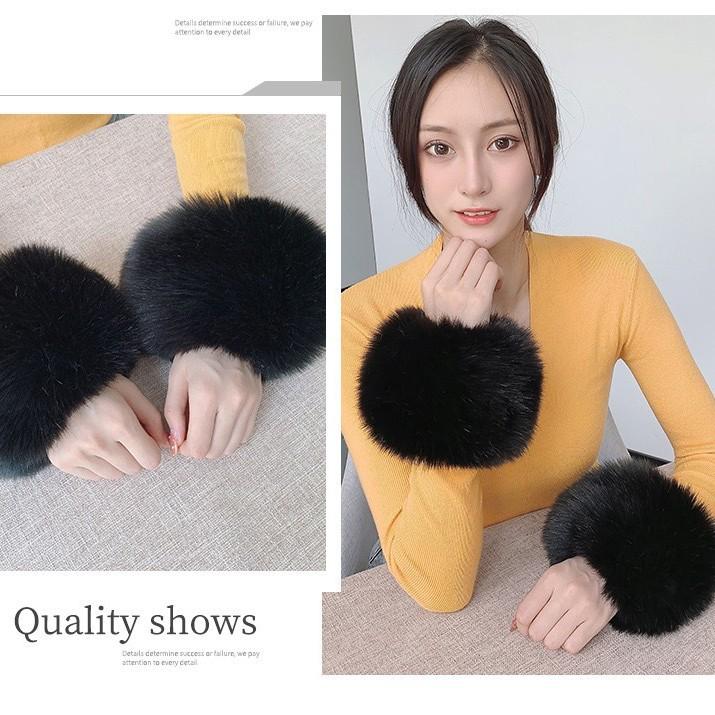 Fluffy Faux Fox Fur Windproof Wrist Warmers