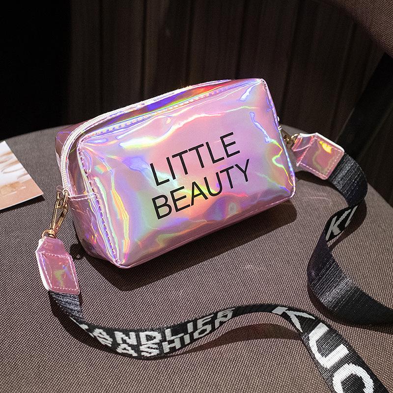 2023 Korean Style Women's Laser Print Crossbody Square Bag - Casual PU Shoulder Handbag