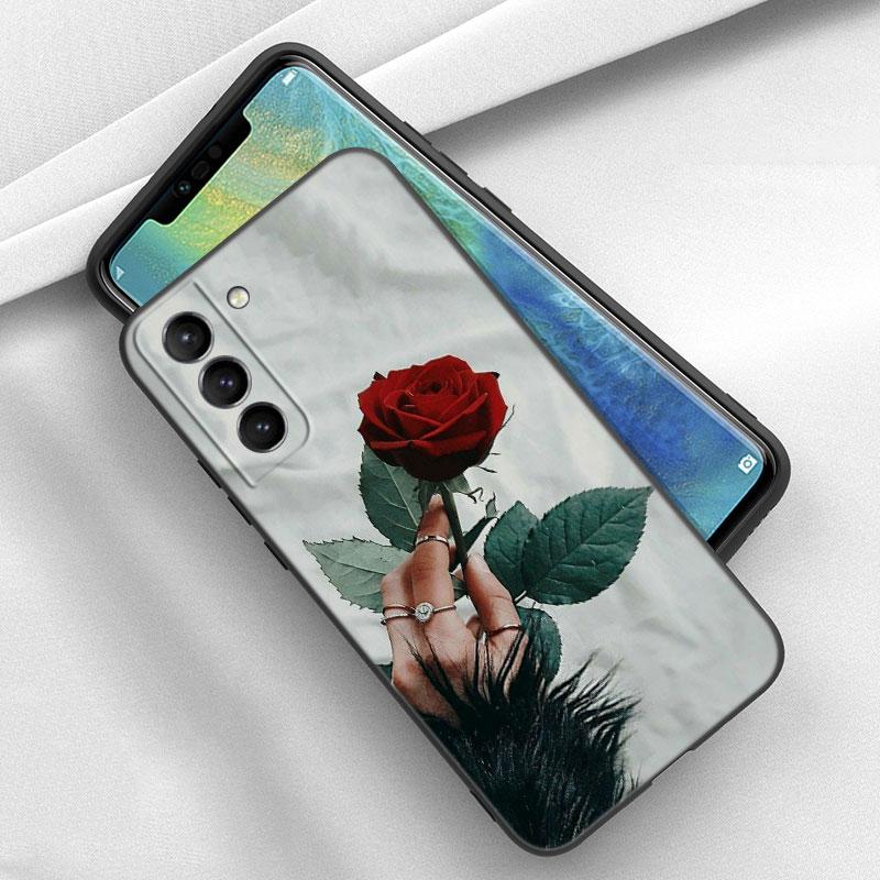 Husă de telefon cu flori de trandafir roșu strălucitor pentru iPhone Samsung Galaxy Redmi Xiaomi Oppo OnePlus Note SA 7 8 9 10 11 12 13 14 20 21 22 23 53 54 Pro Max Ultra