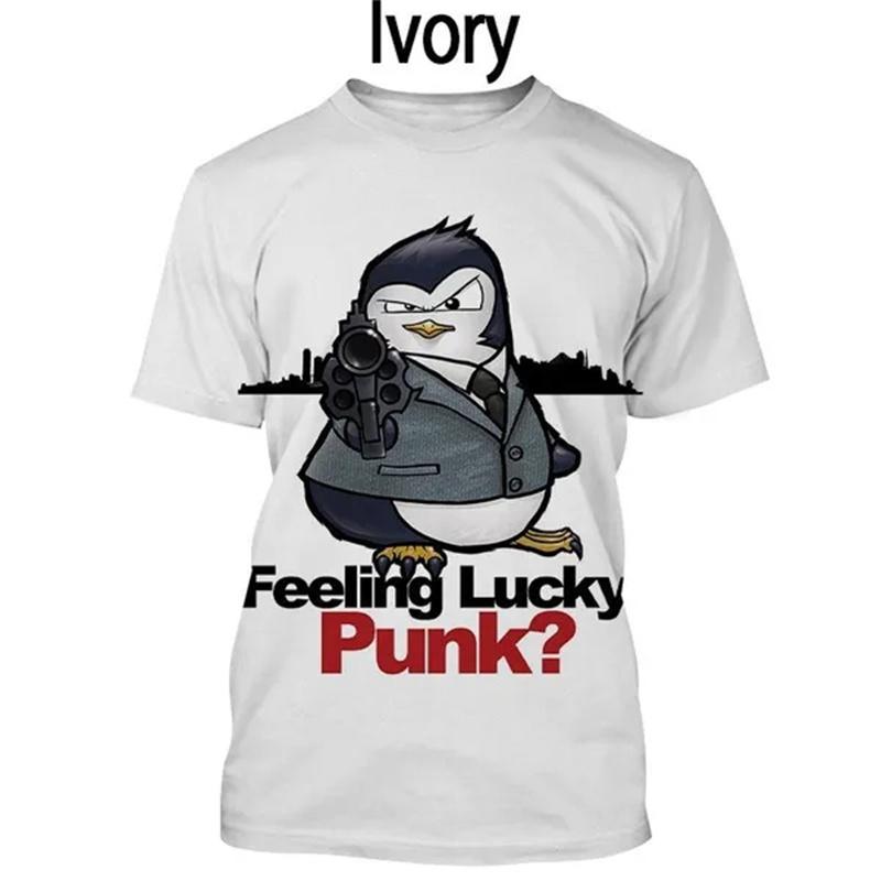 Crazy Penguin 3D Printed T Shirt Short Sleeve Summer Crime Penguin Text Print Fashion Unisex Harajuku Style Street T-Shirt Shirt S