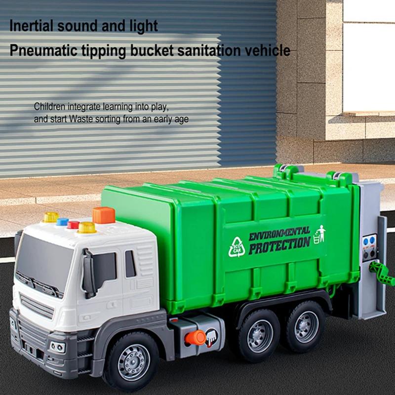 Nouveaux Jouets pour Enfants Modèle Camion Poubelle Ville Moulé sous Pression Plastiques Véhicule de Tri des Ordures Assainissement Voiture Son Lumière Cadeaux de Noël pour Enfants