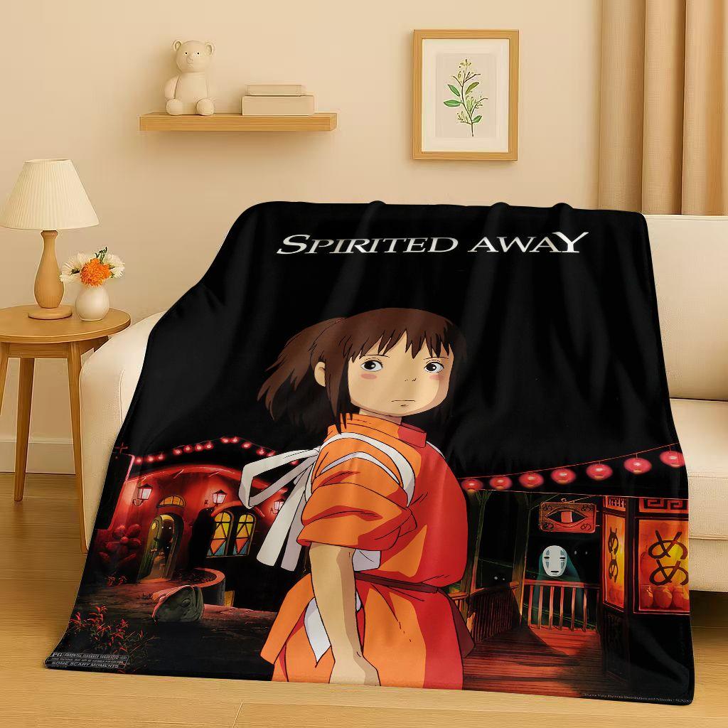 3D Retro Cartoon Spirited Away No Face Man Flannel Blanket,Ultra Soft Warm Plush Throw for Home Bedroom Bed Sofa Cover Kid Gift