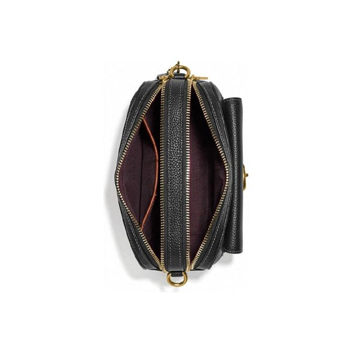 Coach Willow 20 Solid Color Zipper Closure Pebbled Leather Camera Bag Women Shoulder Bag Black C0823-B4BK