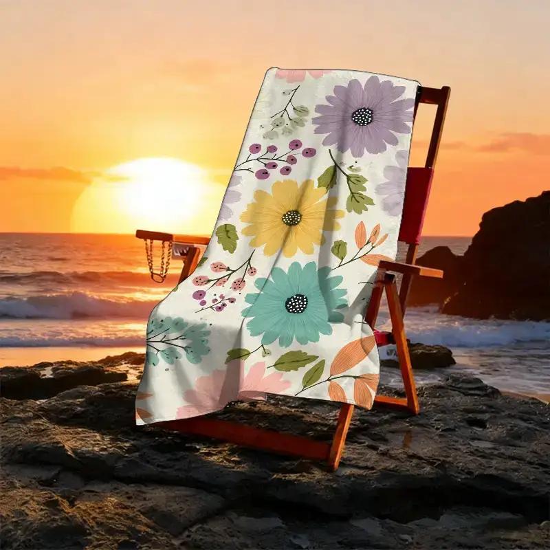Vintage Pastel Floral Beach Towel Patterned Sunscreen And Windproof Suitable For Swimming Pool Camping Travel Blanket