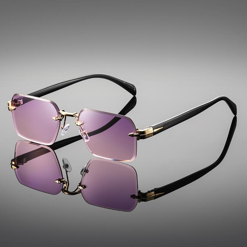 Women'S Personalized Uv Protection Glasses Trend Rimless Fashion Sunglasses Men'S Trimmed Sunglasses