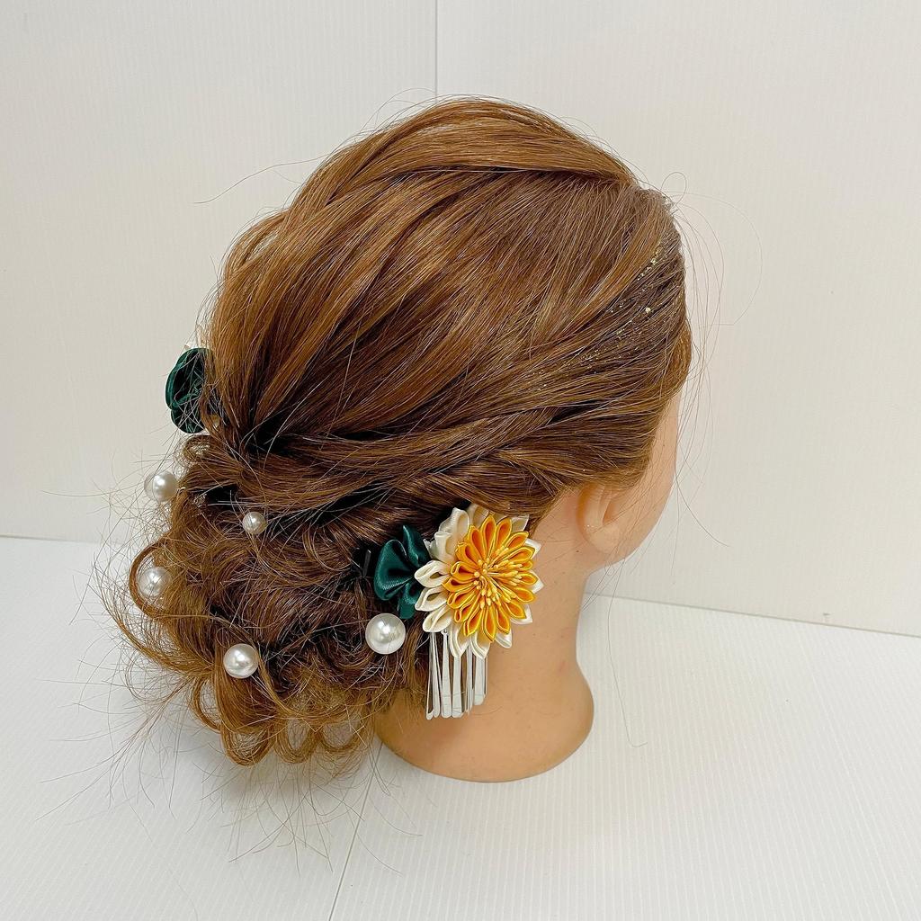 Hair Ornament Pearl Pin Head Dress for Japanese and More Tsumami-zaiku Coming-of-Age Ceremonies, Clothing, Graduations, Shichi-Go-San,