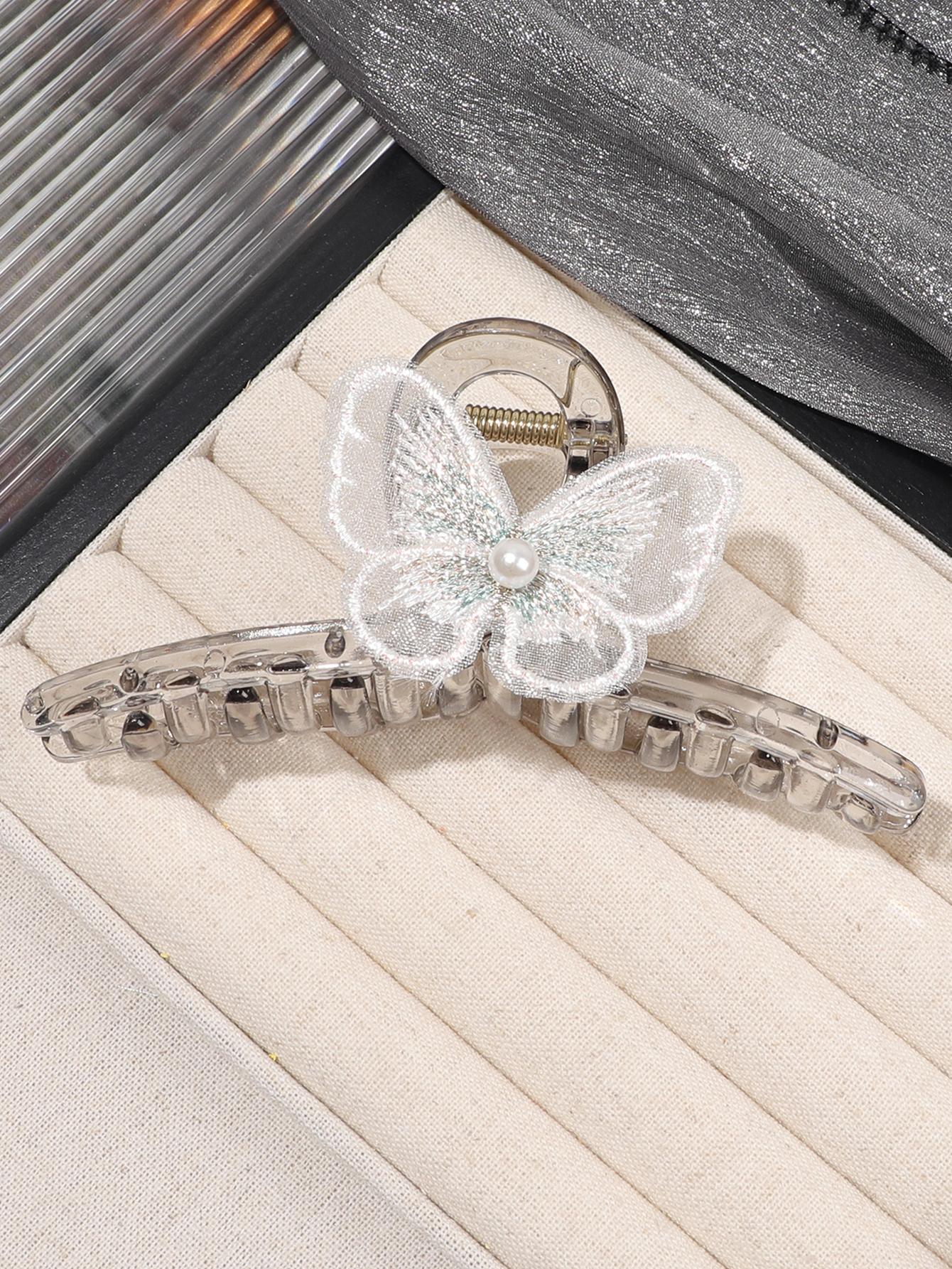 

Прозрачные заколки-крабы для густых/тонких/редких волос, украшение в виде бабочки, большие крепкие заколки-зажимы для женщин