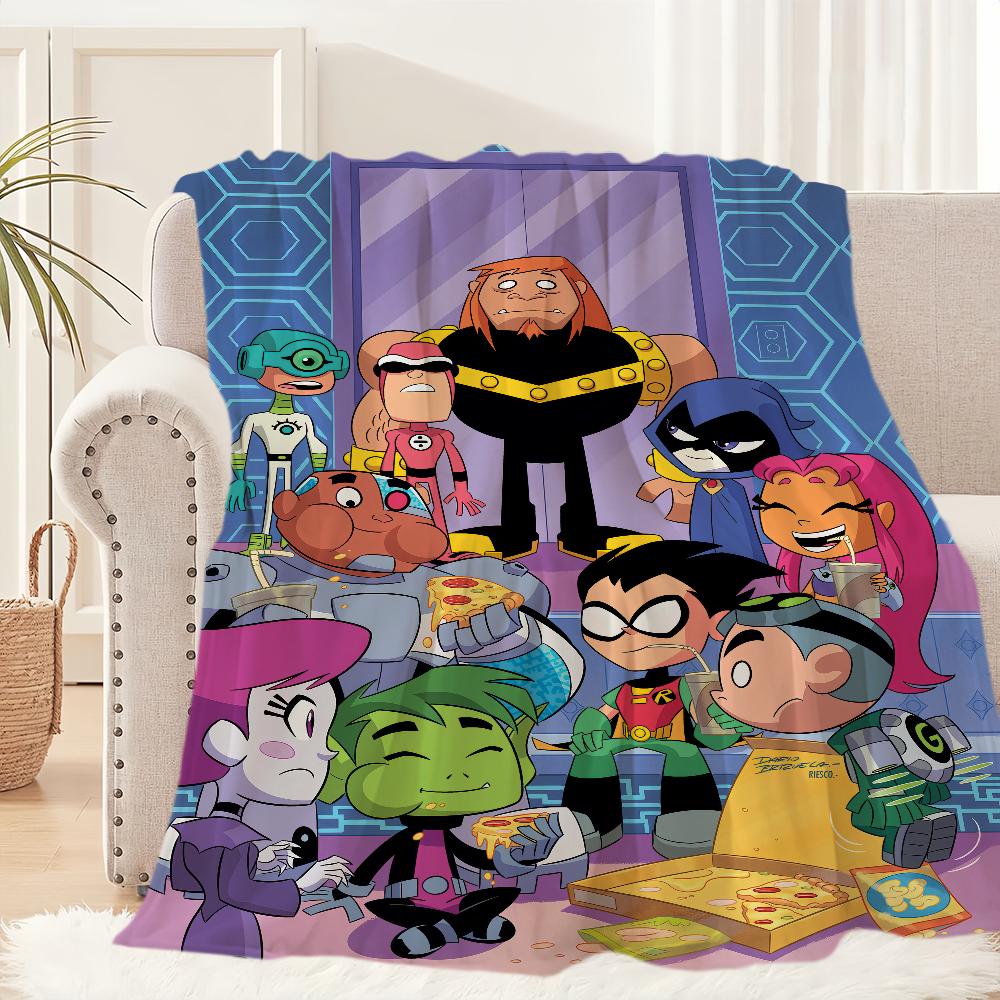 Coperta Peluche Go Carina Cartone Animato Tappeto per Pisolino Divano per Soggiorno Stanza T-Teen Ufficio Caldo Stanza da Letto T-Titans Compleanno Casa Viaggio Regali per Bambini