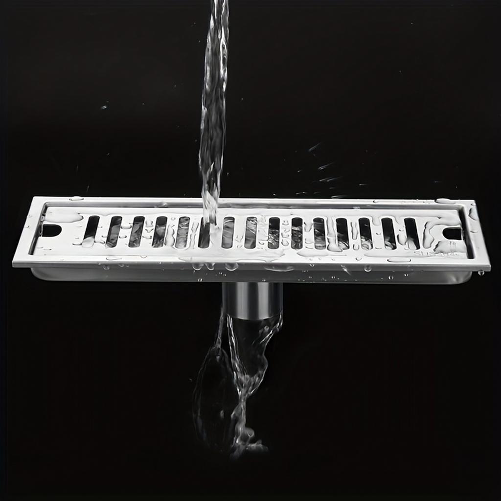 40cm Stainless Steel Linear Shower Drain Channel Floor Drain with Central Outlet for Bathroom Wet Area Water Drainage System