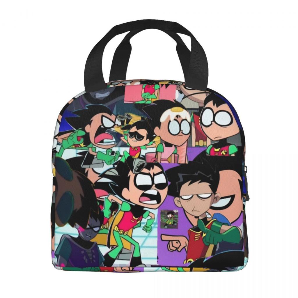 Teens Titans Go Beast Boy Sacs à déjeuner isothermes Boîte de rangement pour aliments Glacière portable Boîtes à lunch thermiques pour le voyage