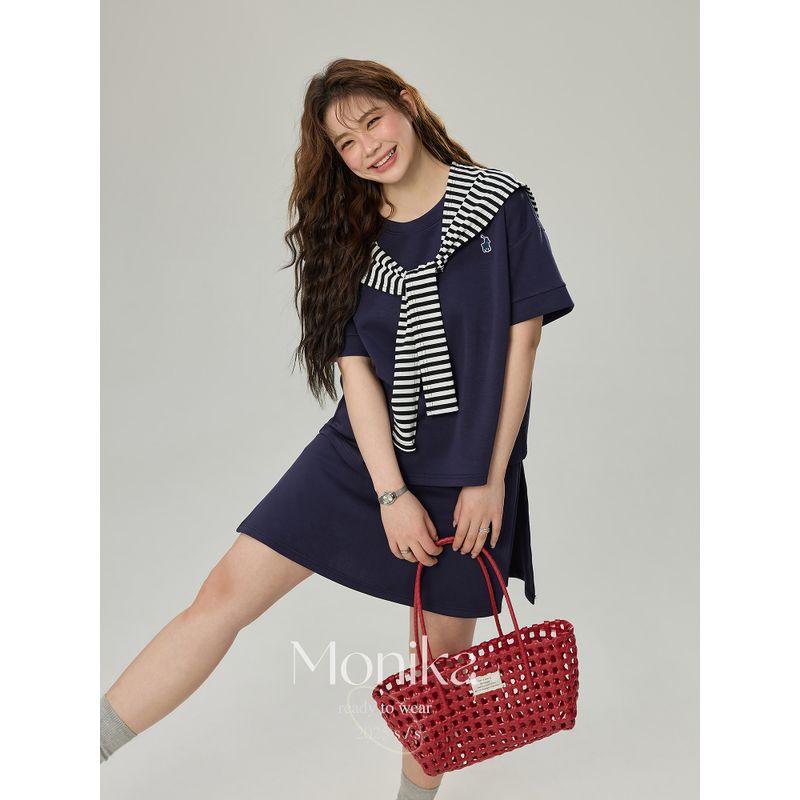 

Women s Clothing 2026 Summer New Style for Chubby Girls, College Style Casual Age-Reducing Two-Piece Set, Short-Sleeve Top and Short Skirt Pants