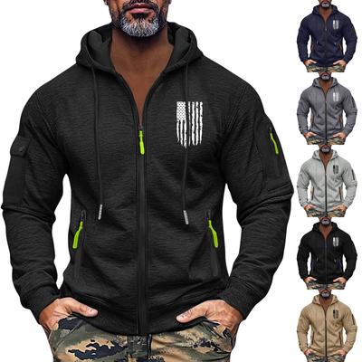 Men's Sweatshirt Hoodie Zipper Arm Pocket Cardigan Men's Sports Large Size Casual Hoodie