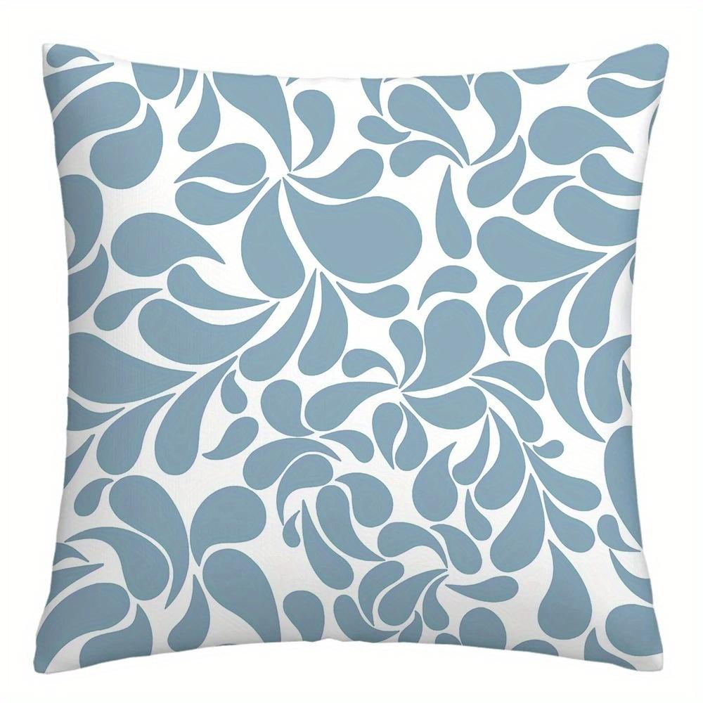 Federa Cuscino Arredo Soggiorno Divano con Stampa Peluche Corto, Modello Blu e Bianco Intricato, Federe Cuscino