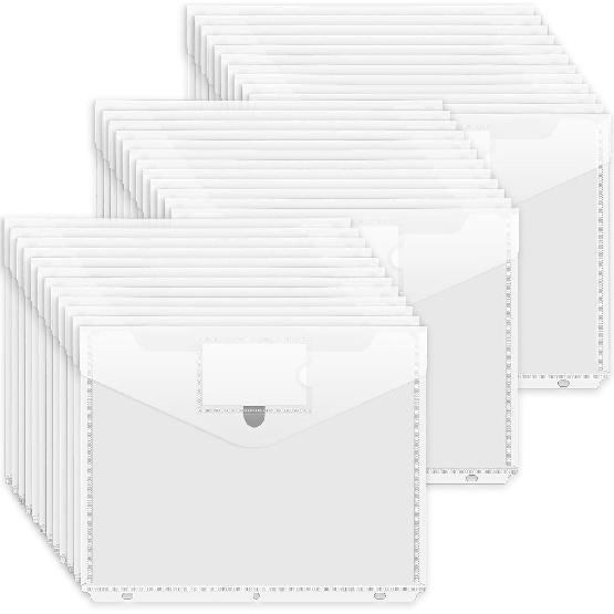 Forvencer Binder Pocket, 10 Pack Super Heavyweight Plastic Folders with Tight Closure, Folders with Pockets Side Loading, Binder Organizer, Binder