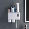 Wall Mounted Toothbrush Holder with Toothpaste Dispensers 2Pcs Toothbrush Holders Toothpaste Press Set for Bathroom