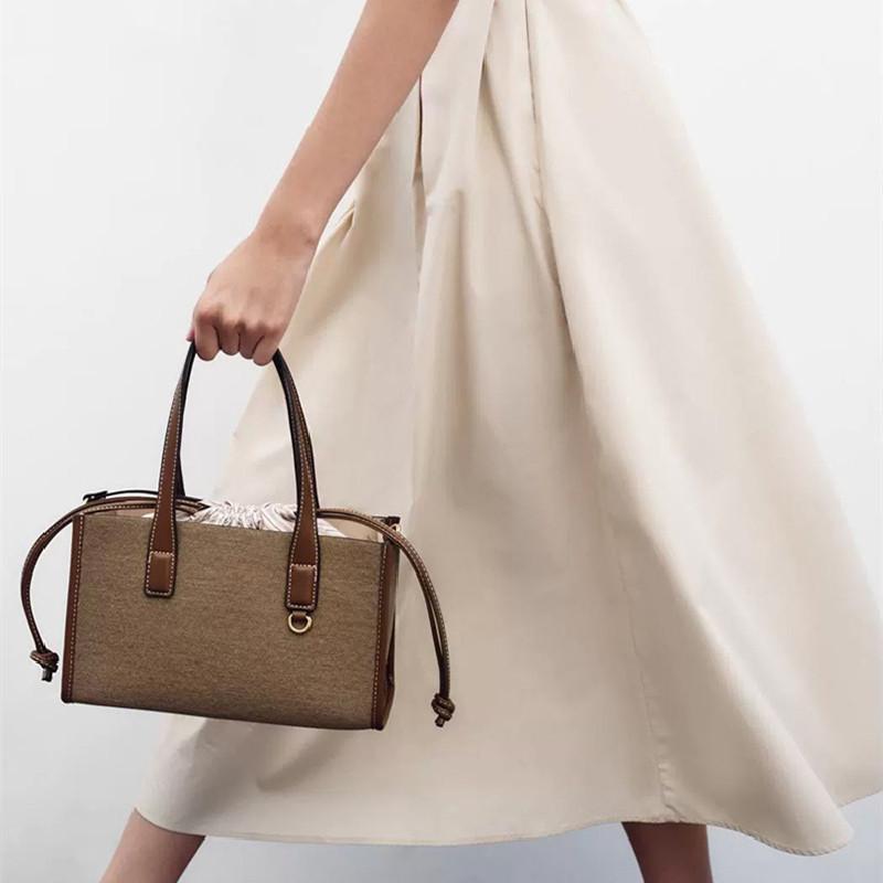 New Simple Casual Canvas Bag Women's Handbag Zipper Shoulder Bag 2025 Fashion Ladies Square Tote Shopping Bag