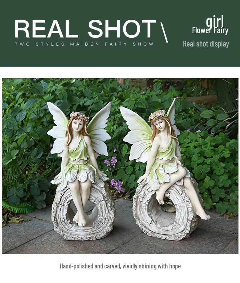 Nordic Style Creative Flower Fairy Resin Garden Angel Ornaments