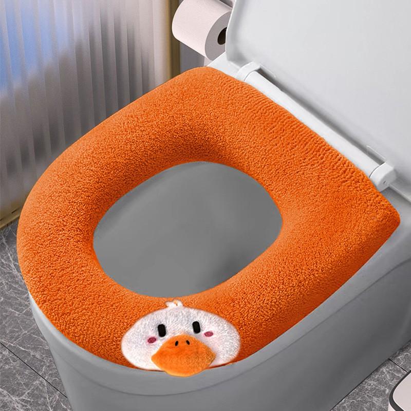 Soft Washable Toilet Seat Cover With Handle Or Handle-Free Design Thick Winter-Friendly Fiber Cushion Home Bathroom Use