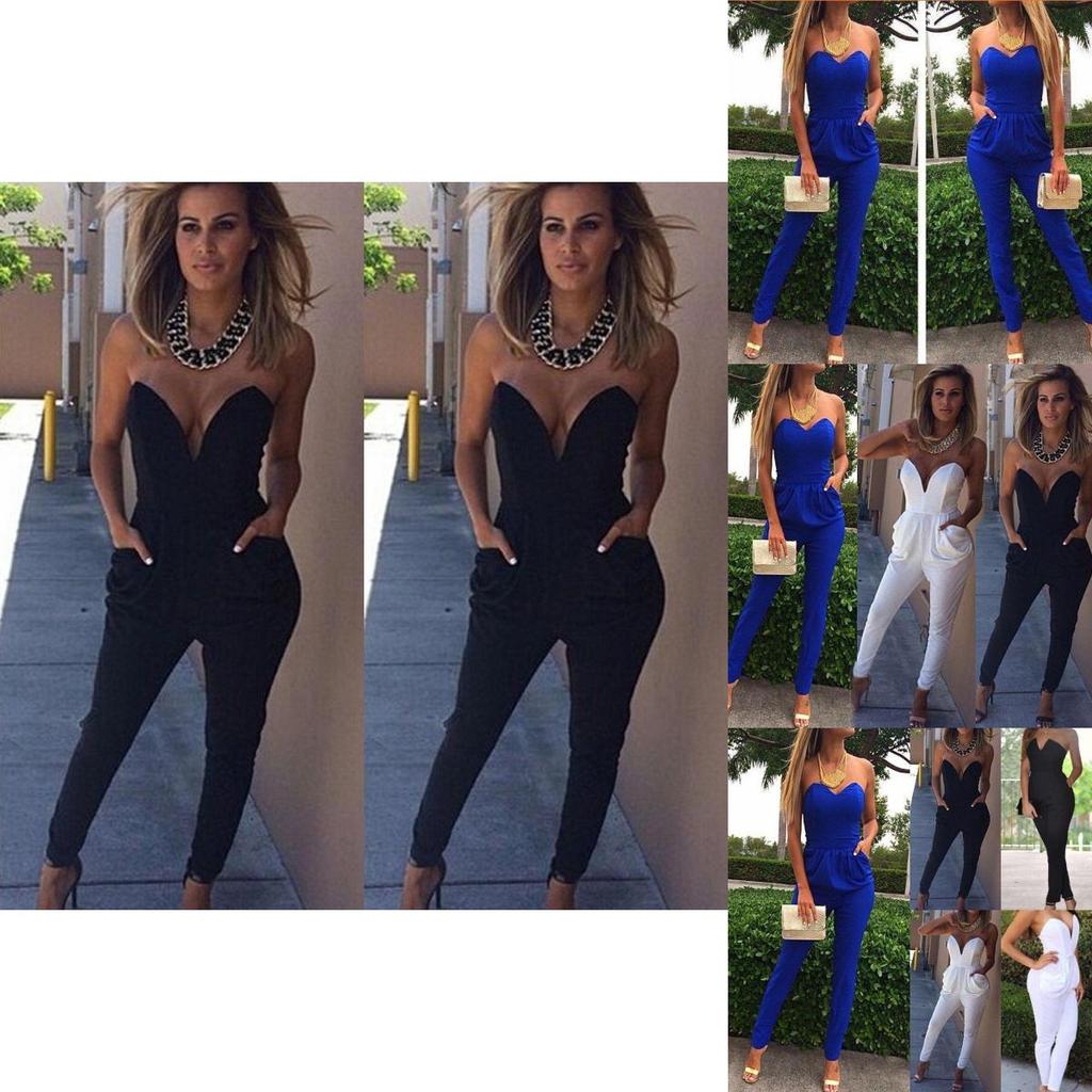 Tuta elegante da donna con scollo a V, body aderente, perfetta per le feste
