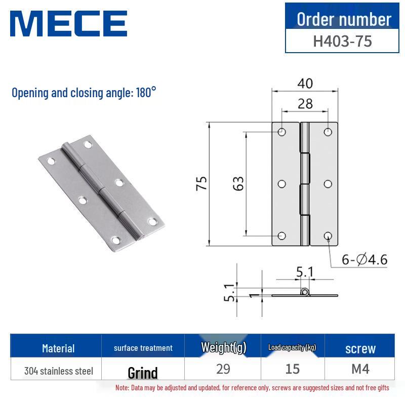 304 Stainless Steel Thickened Cabinet & Wooden Door Hinges