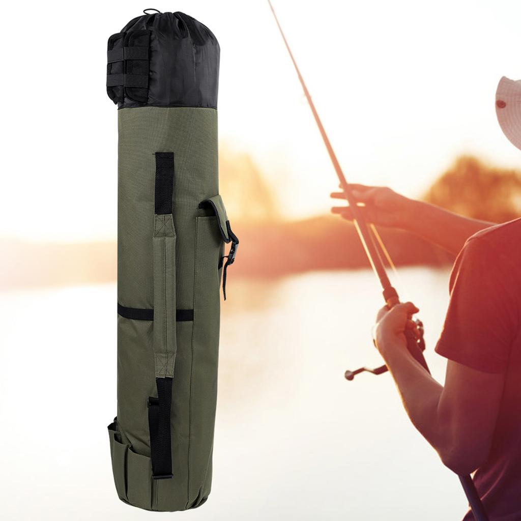 Outdoor Fishing Rod Pole Reel Lures Box Tackle Storage Bag   Shoulder Strap (Black)