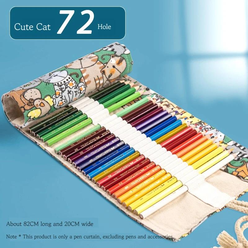 Husă Rulou pentru Depozitare Creioane Artistice, Husă Colorată pentru Creioane, Etui cu Buzunar pentru Depozitare, Studenți