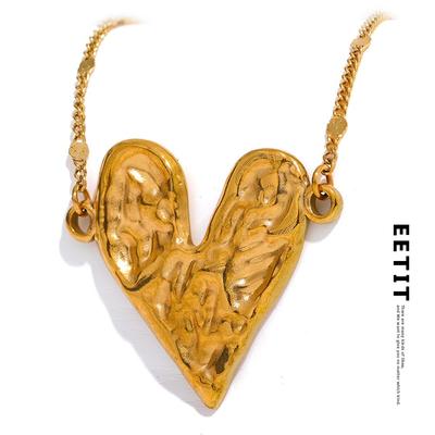 Roestvrij Staal Groot Hart Hanger Bedel Ketting Mode Statement Metaal Waterdicht Trendy Stijlvol Gouden Sieraden Dames