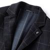 FAPAI Men's Merino Wool Plaid Mid-Length Overcoat