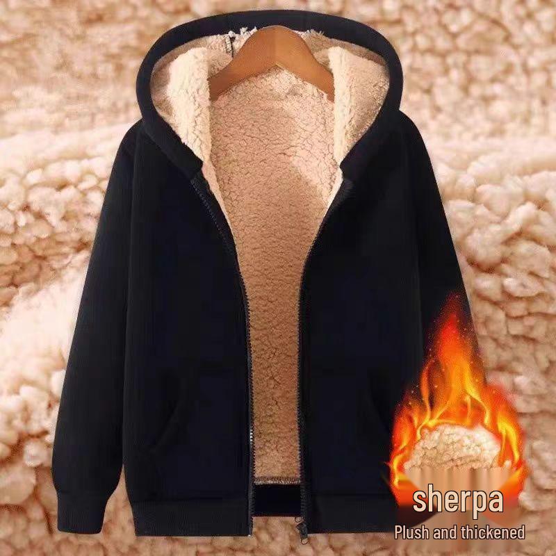 Men s Lambswool Plus Velvet Thick Hoodie, Winter 2025 - Loose Fit, Warm Youth Cardigan 3XL