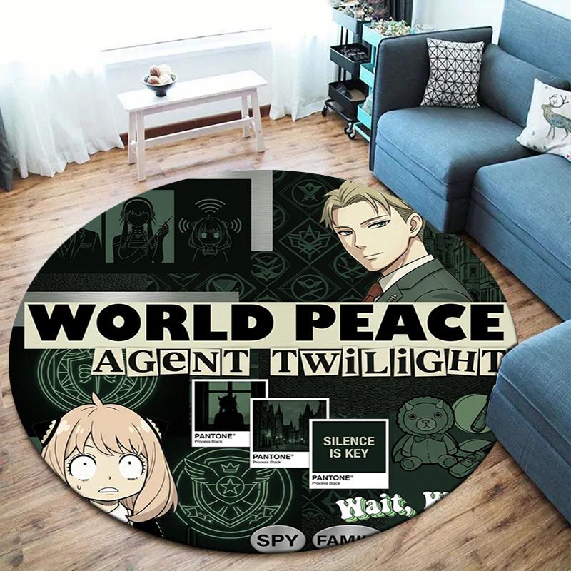 Spy Family Round Area Rug Carpet Rug For Living Room Bedroom Sofa Playroom Decor Nonslip Floor Mat