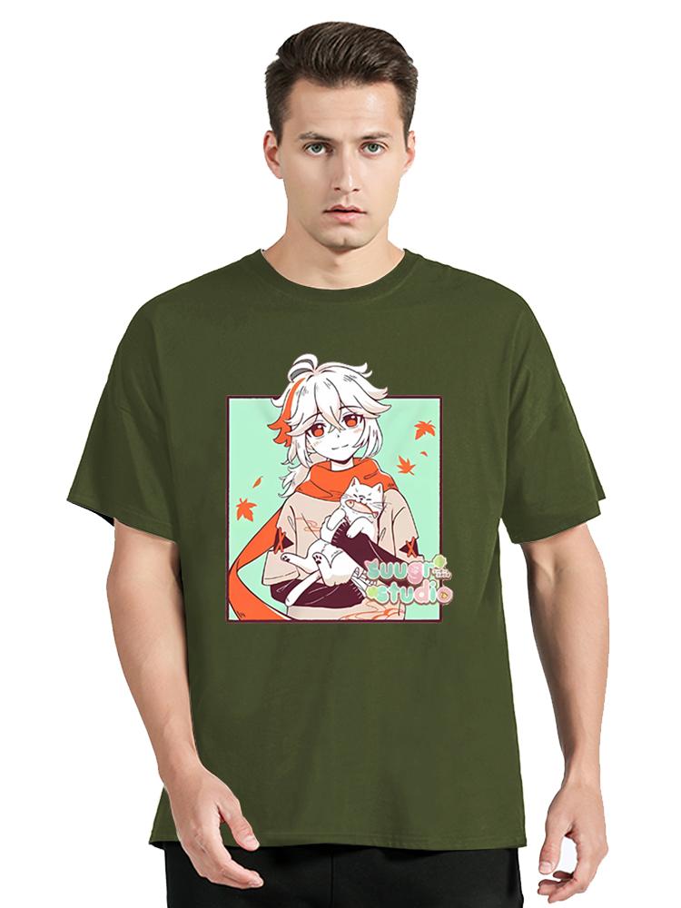 Genshin Impact Kaedehara Kazuha Graphics T Shirt Men Women Harajuku Fashion T-shirt Oversized Tshirt Cotton Unisex Tees Clothing