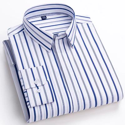 Nowość w koszuli Wysoka jakość 95% bawełna koszule z długim rękawem dla mężczyzn slim fit formalna gładka koszula miękka biurowa biznesowa paski ubrania