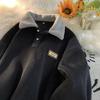 Harajuku Cord Cord-Kragen Sweatshirt Warmes Plüsch Lammwolle Kapuzenpullover Damen Lässige Pullover Oberbekleidung Herbst Winter Kleidung