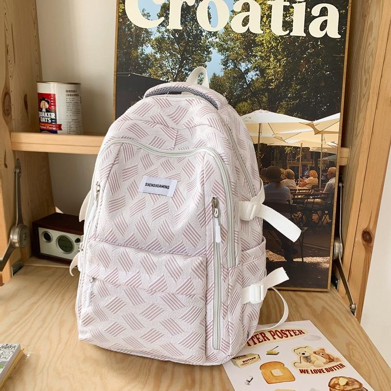School bag for girls, simple junior high school backpack, fresh forest style for high school students, large-capacity backpack double shoulder bag