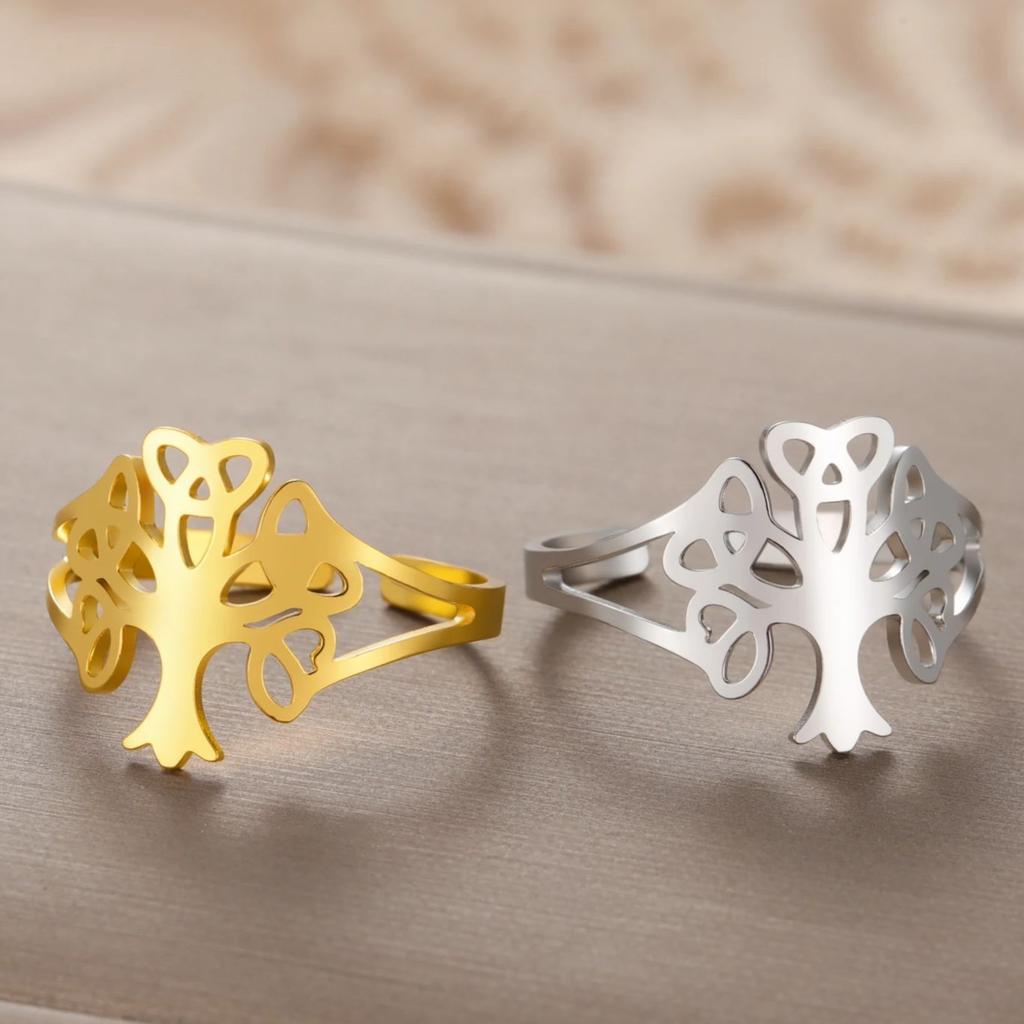 Likgreat Celtic Tree Of Life Open Ring For Women Girl Stainless Steel Adjustable Rings Irish Lucky Jewelry Anniversary Gift