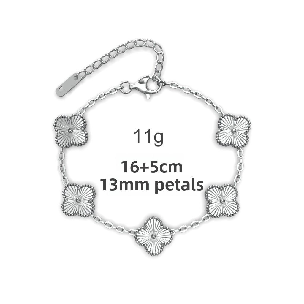 13mm Laser Split Blume Vierblättriges Kleeblatt Titanstahl Doppelseitiges Armband 18K Vakuumbeschichtung Verliert Keine Farbe Damenarmband