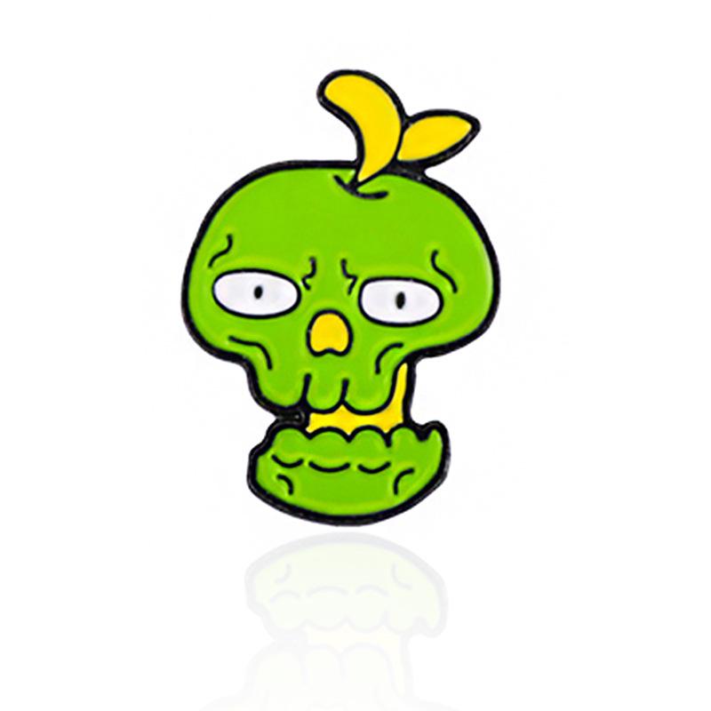 Green Skeleton Caterpillar & Bitter Gourd Halloween Brooch